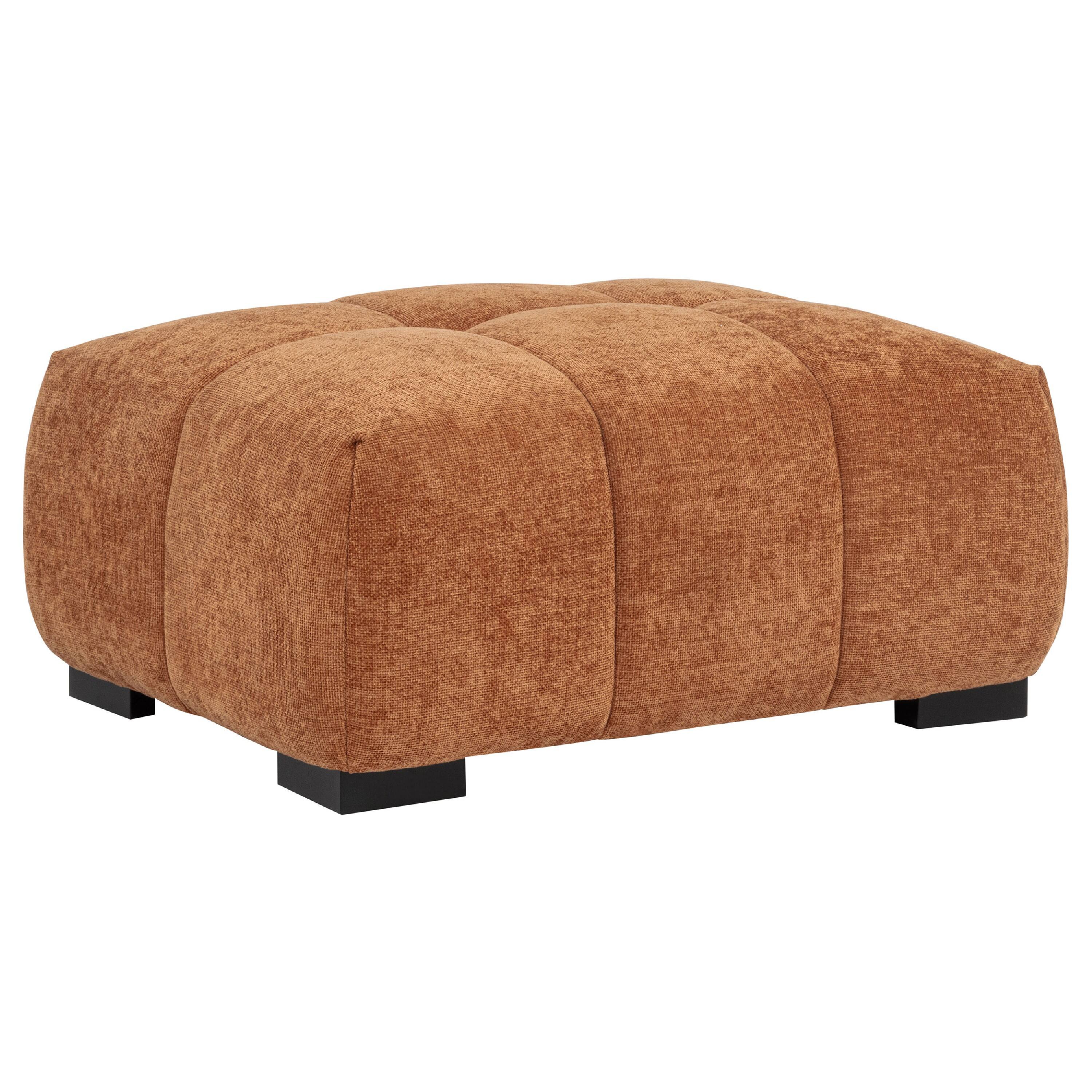 Alt View 1. Manhattan Lane - Hecy Ottoman, Grid Tufted, Plush Orange Upholstery, 39 Inch - Orange, Black.