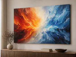 FC Design - Large Canvas 24x36" Ready-to-Hang 24x36" Abstract Fire and Ice Art Painting Home Wall Décor - MultiColor