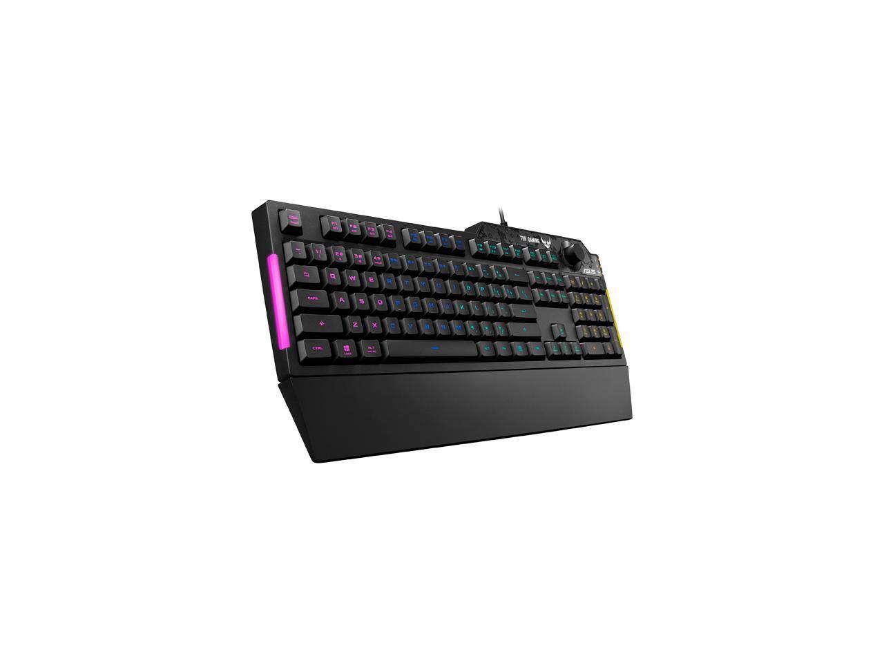 Alt View 1. ASUS - ASUS TUF K1 Gaming Keyboard - RGB, Detachable Wrist Rest, Spill-Resistant, Black - Black.