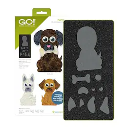 AccuQuilt - GO! Puppy Die – Puppy Appliqué Quilting Die with FREE 6" x 12" Cutting Mat - Multicolor