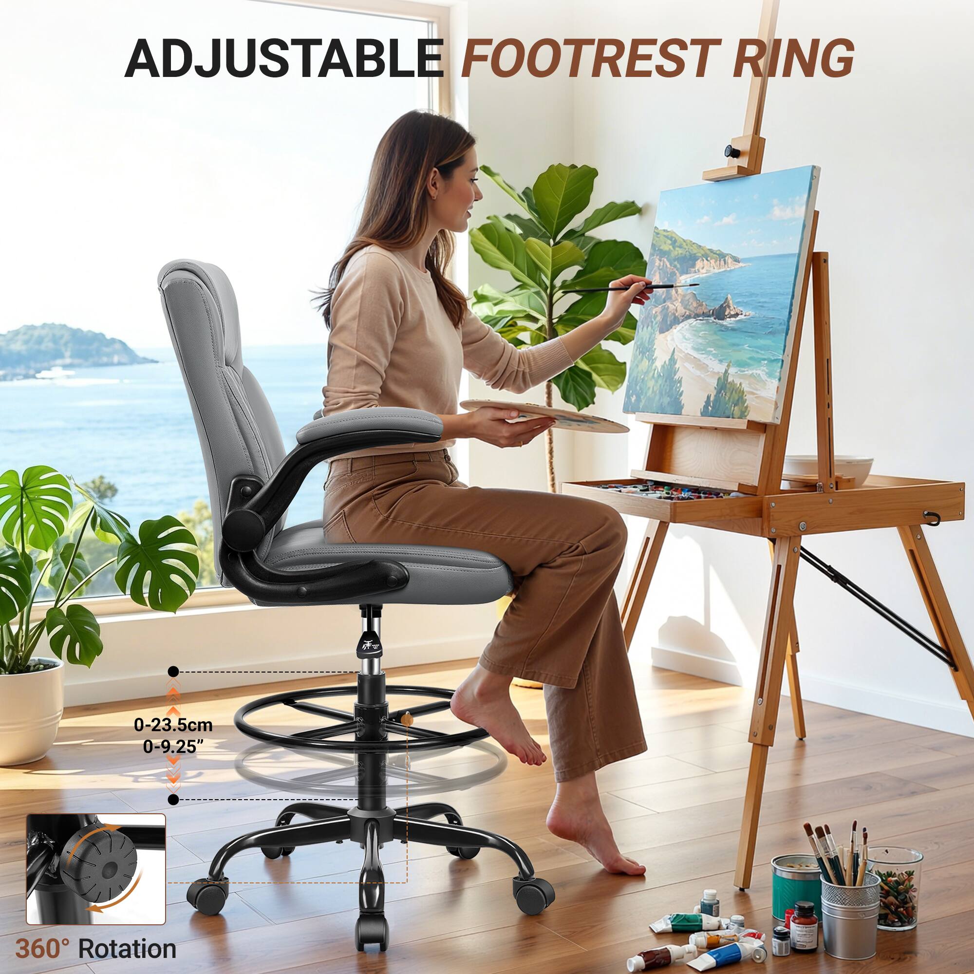 ADJUSTABLE FOOTREST RING  
0-23.5cm 0-9.25"  
360° Rotation