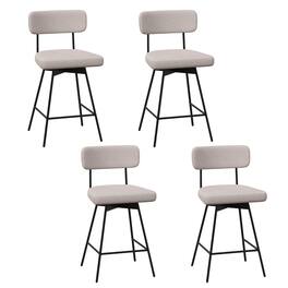 Costway - 25" Upholstered Swivel Bar Stool Set of 4 with Padded Seat & Backrest Metal Frame - Beige