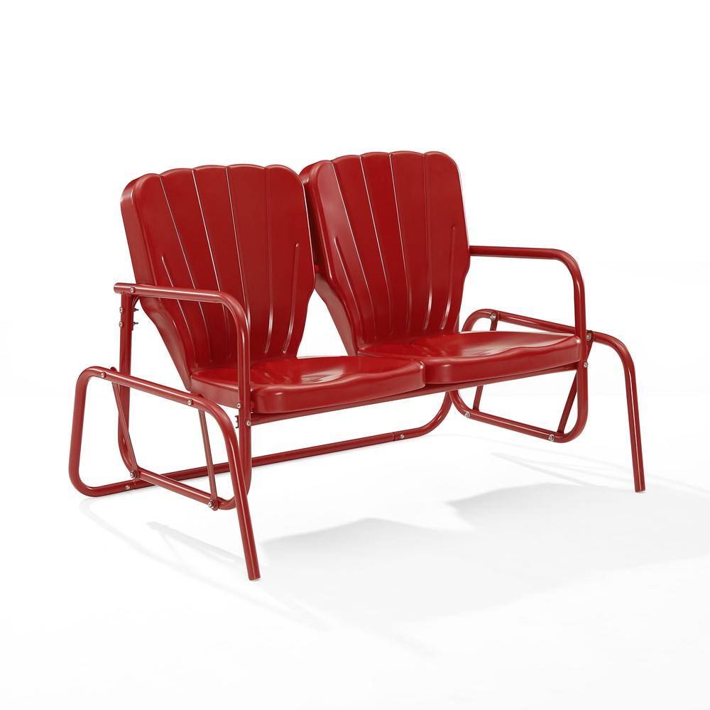 Alt View 1. Crosley Furniture - Ridgeland Retro Outdoor Loveseat Glider - Bright Red Gloss.