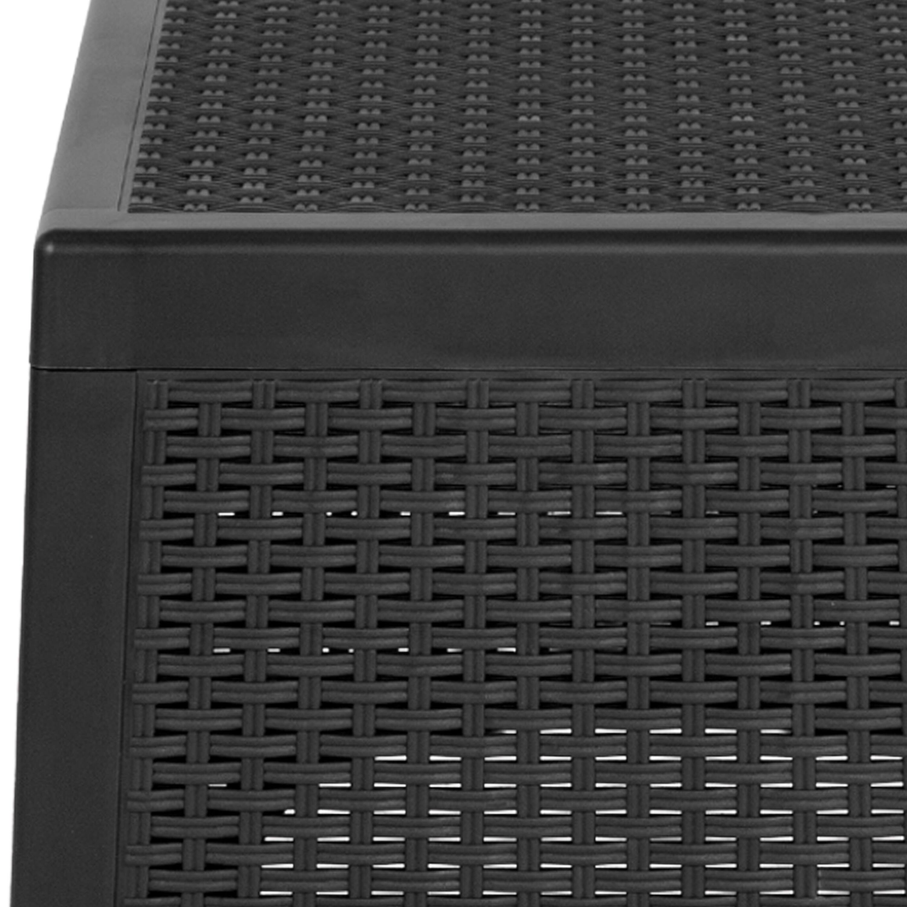 Alt View 5. Emma + Oliver - Faux Rattan Plastic Chair Set with Matching Side Table - Dark Gray.