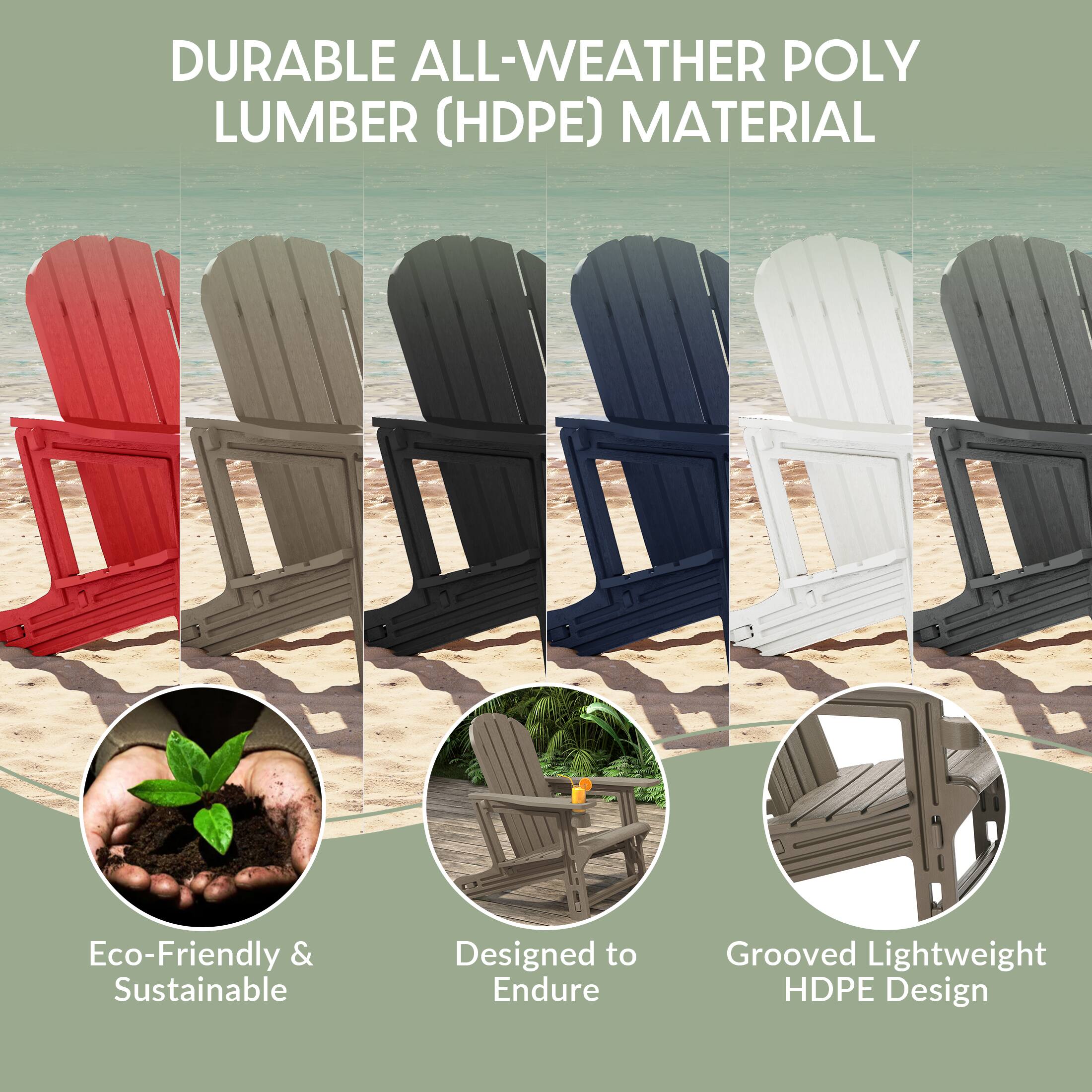 DURABLE ALL-WEATHER POLY LUMBER (HDPE) MATERIAL

Eco-Friendly & Sustainable

Designed to Endure

Grooved Lightweight HDPE Design