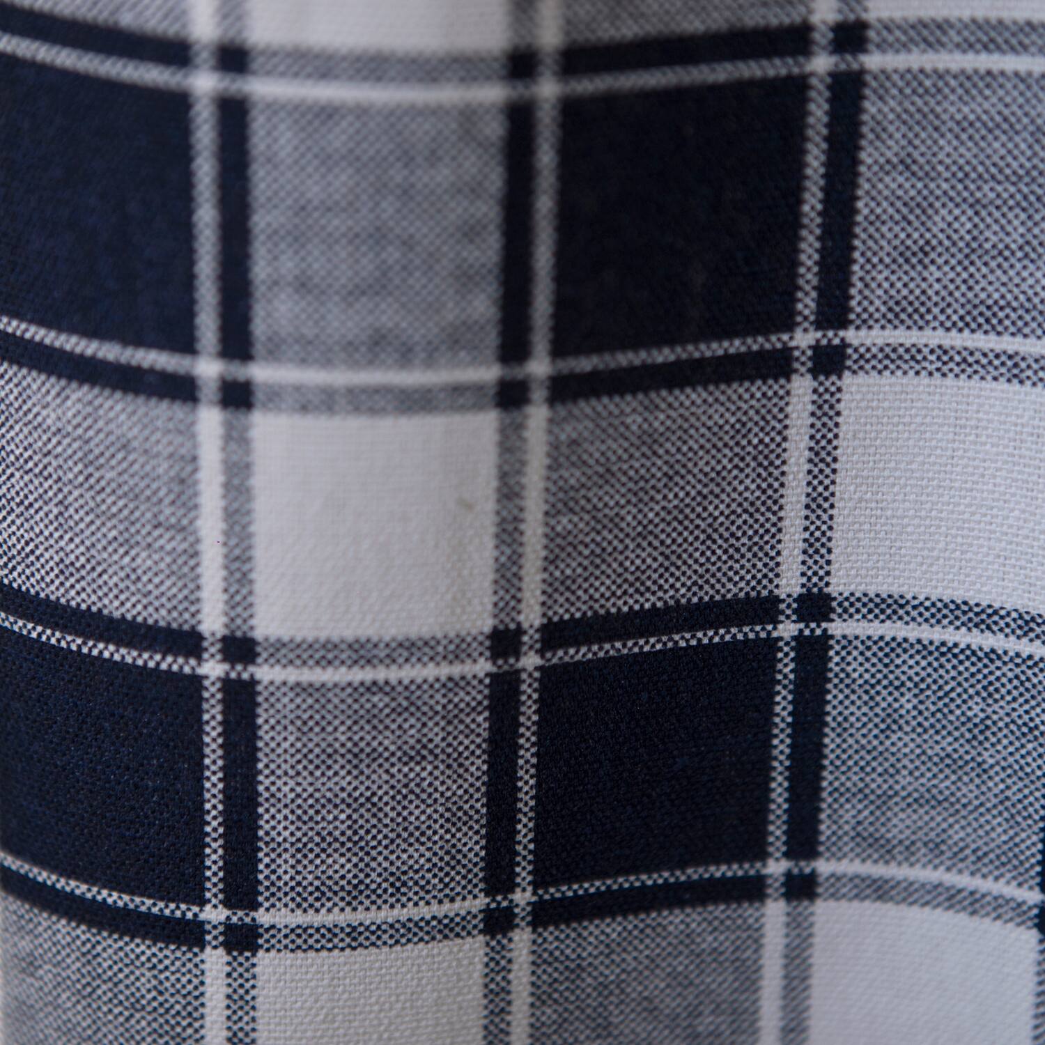 Left. Ellis Curtain - ELLIS 50% Polyester 50% Cotton Country Check With 1.5" Rod Pocket Tailored Swag  56" x 36" Navy - Navy.