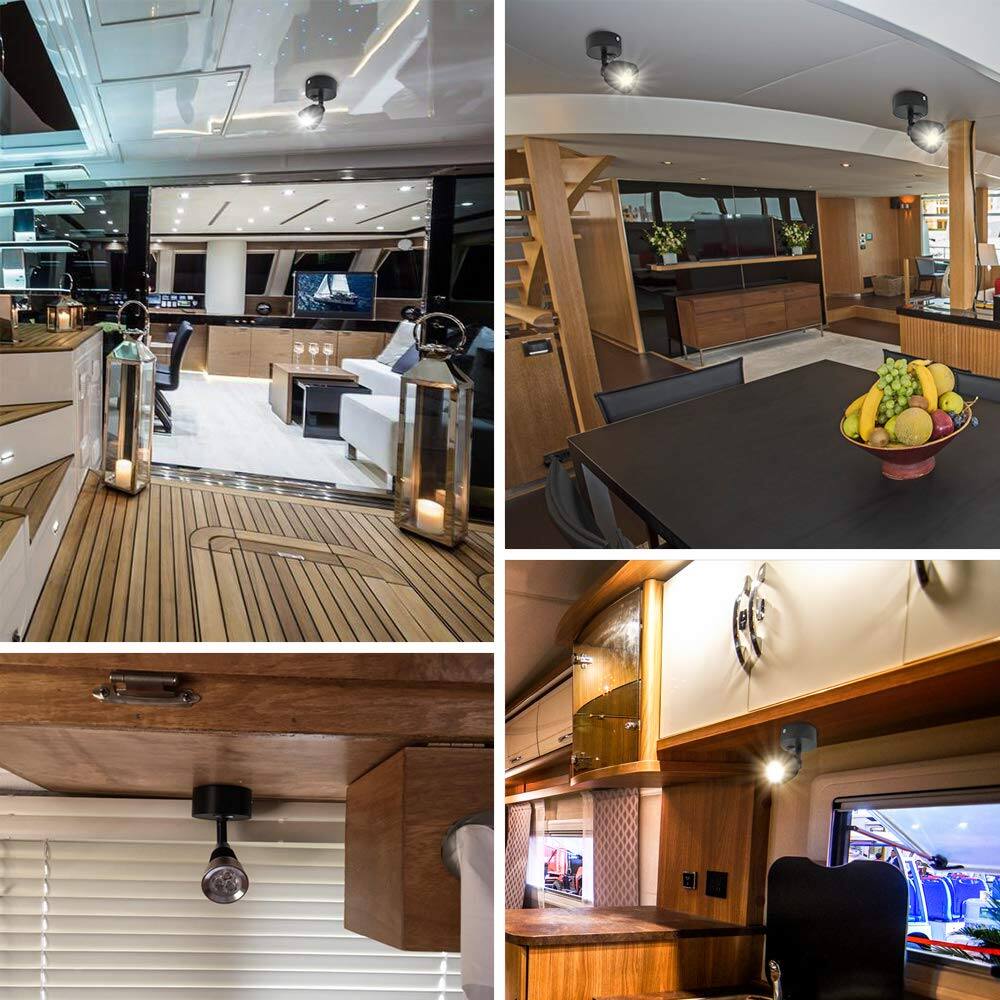 Alt View 3. TECH SAFARI - v Rv Lights Interior Reading Lamp Led Bedside w Wall Sconce Light Fixtures Rotatable Spotlight For Boat Cam - Warm White-2PCS.