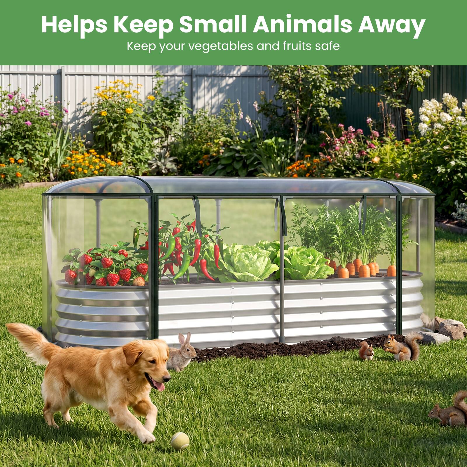 Helps Keep Small Animals Away  
Keep your vegetables and fruits safe
