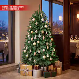 Gymax - 5 FT Unlit Artificial Christmas Tree w/ 600 Full PVC Branch Tip - Green