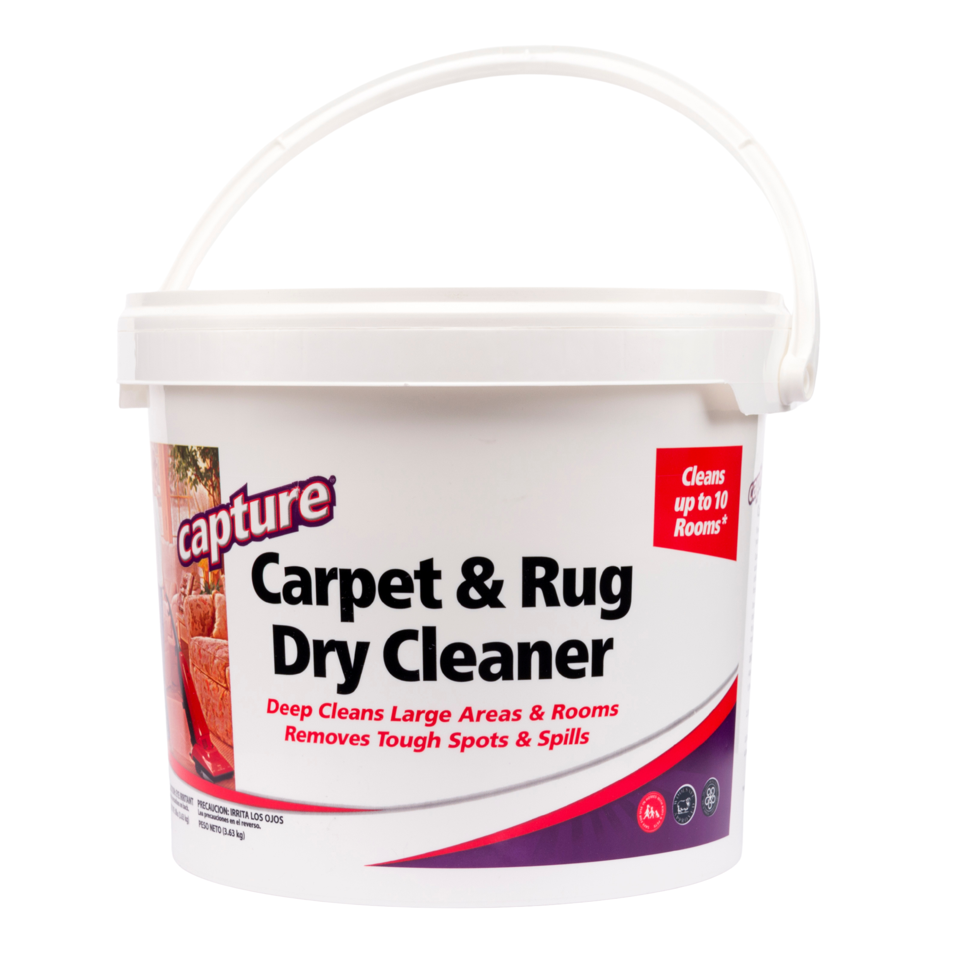 Capture - Carpet & Rug Cleaner Powder, Fresh Scent, with Resealable Lid, 8 lb Pail - White