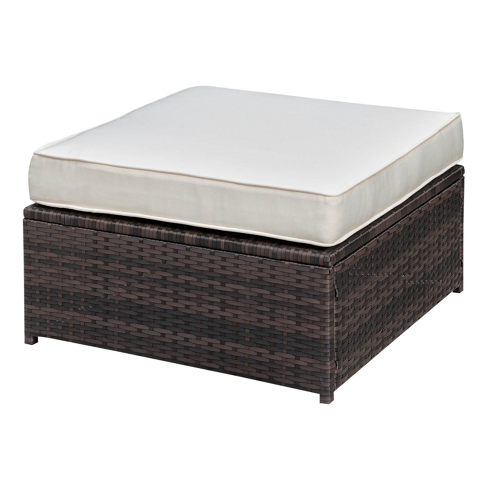 Front. Manhattan Lane - Aluminium Frame Faux Polyester Upholstered Square Ottoman - Brown And White.
