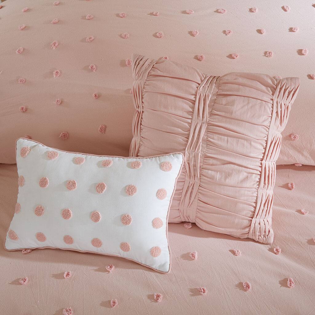 Alt View 1. Gracie Mills - Gracie Mills Grady Elegance Defined Cotton Jacquard Comforter Set with Euro Shams and Throw Pillows - Pink.