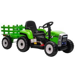 GARVEE - Kids 12V Ride On Tractor Toy with Trailer, Remote, 7 LED Lights, MP3, Shift, 35W, Birthday Gift - Green