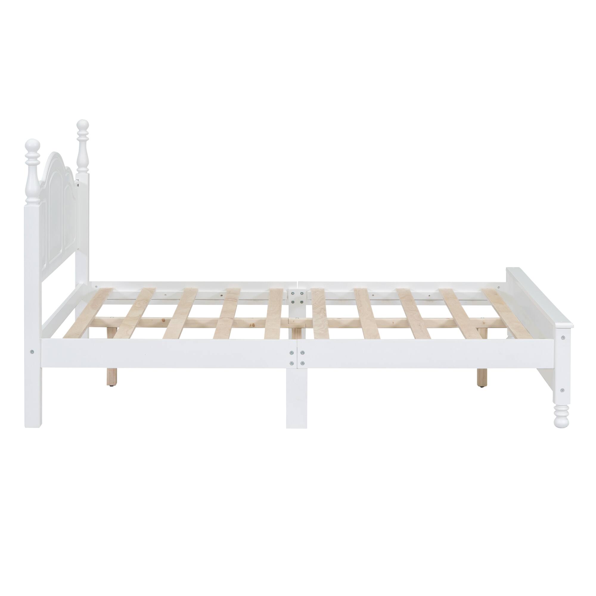 Alt View 1. GOODSILO - Full Size Wood Platform Bed Frame with Wooden Slat Support, Retro Style Headboard for Enhanced Bedroom Aesthetics - White.