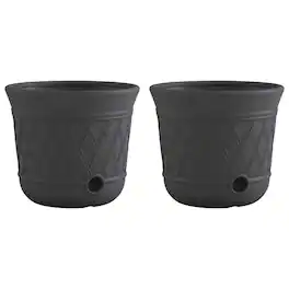 Suncast - 14 x 12 Inch Decorative Hideaway Garden Hose Storage Pot, Gray (2 Pack)