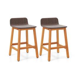 Boyel Living - with Footrest Wood Set of 2 Bar Stools - Brown