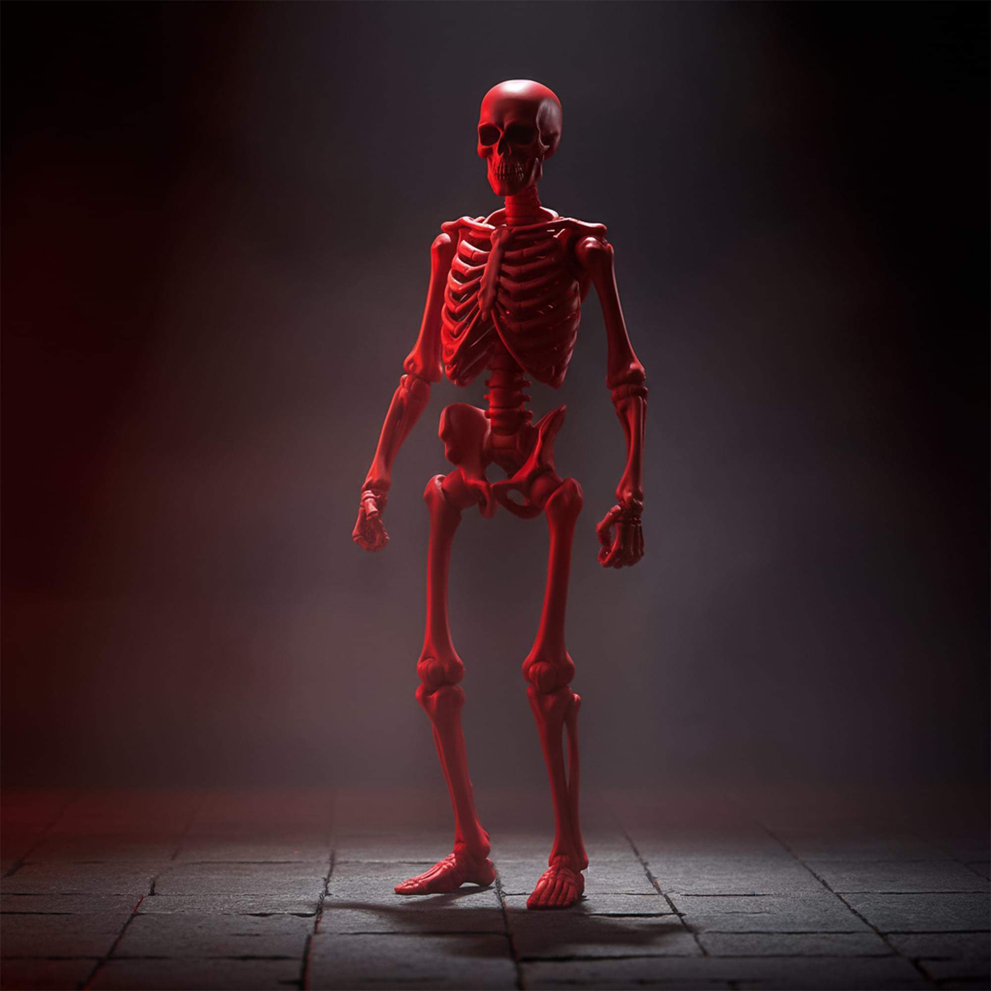 Alt View 10. Boss Fight Studio - Vitruvian H.A.C.K.S. Skeleton Blank (Blood Red) 1:18 Action Figure - Red.