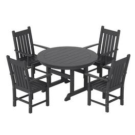 WestinTrends - Malibu 5 Piece Outdoor Patio Dining Set Outdoor Round Table and Armchair Set - Gray