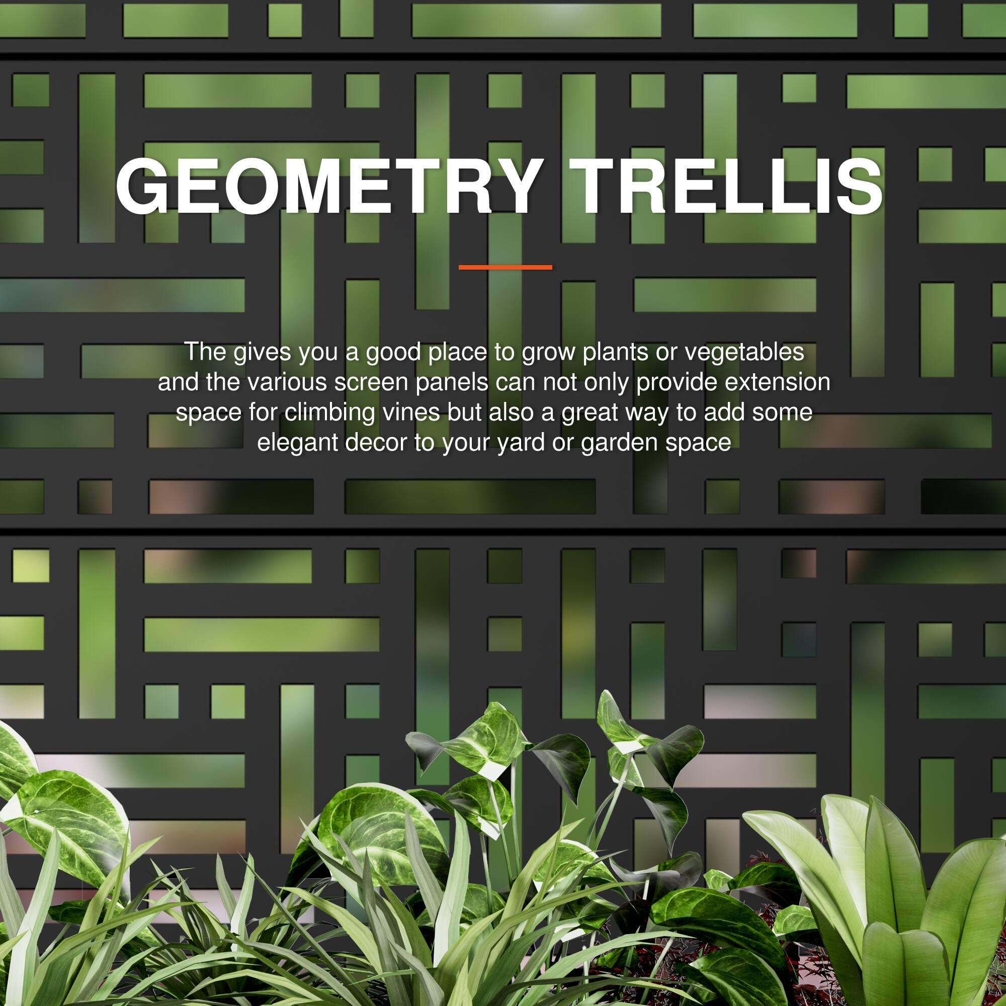 GEOMETRY TRELLIS

The gives you a good place to grow plants or vegetables and the various screen panels can not only provide extension space for climbing vines but also a great way to add some elegant decor to your yard or garden space.