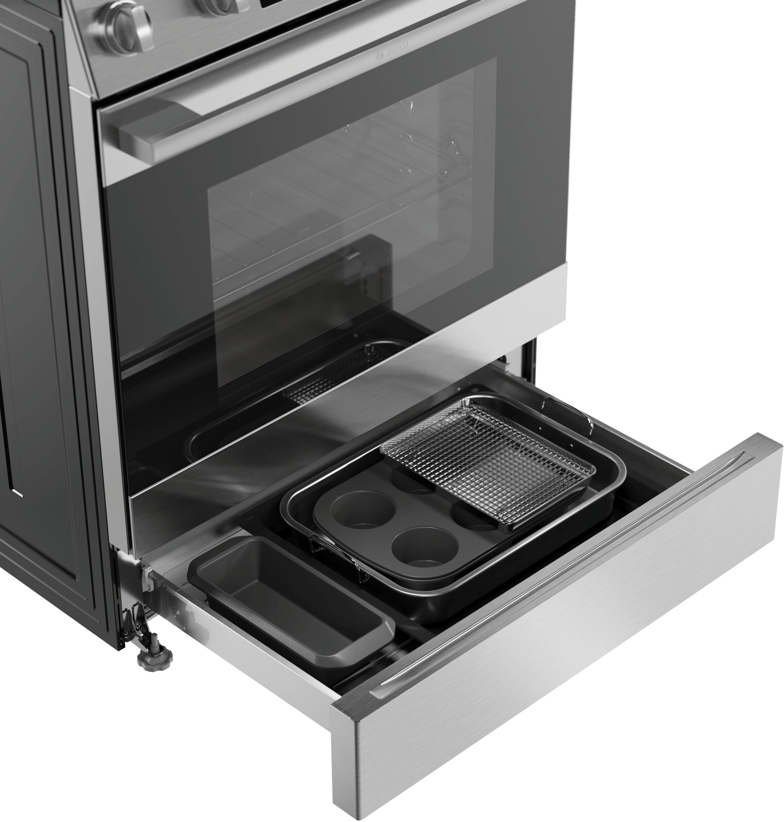 Alt View 12. Bosch - 300 Series 5.8 Cu. Ft. Slide-In Gas Convection Range - Stainless Steel.