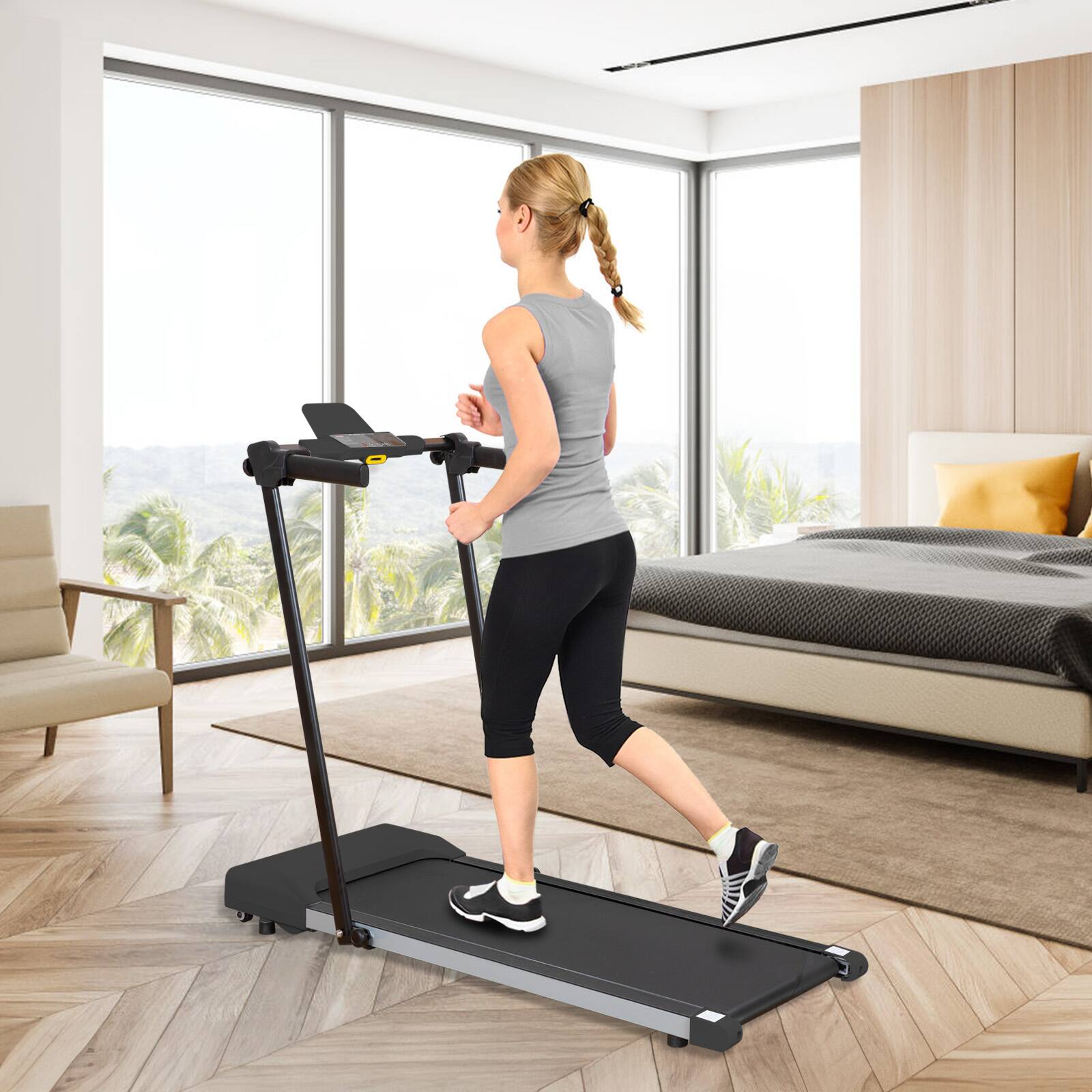Alt View 1. Lycvki - Home Treadmill LED Display Walking Running - Black.