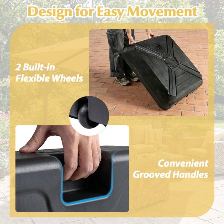 Design for Easy Movement  
2 Built-in Flexible Wheels  
Convenient Grooved Handles