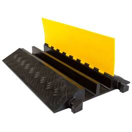 Guardian - 2 Channel Cable Protector Ramp, Floor Cover for Cars,Trucks, Black - Black/Yellow