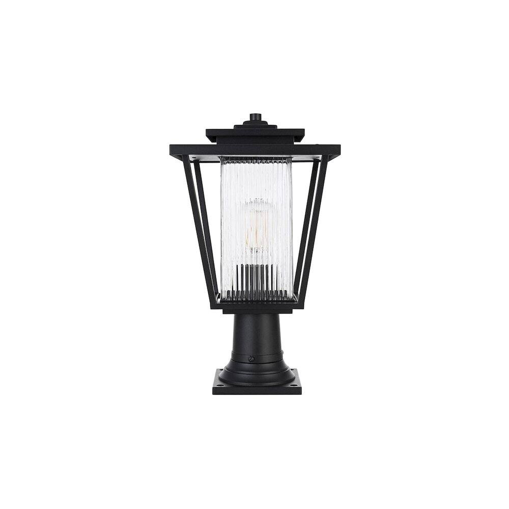 Left. Elegant Lighting - York 7 inch Outdoor Pendant in Black - Black.