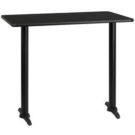 Emma + Oliver - 30"x48" Rectangular Laminate Bar Table with 5"x22" Bases - Black