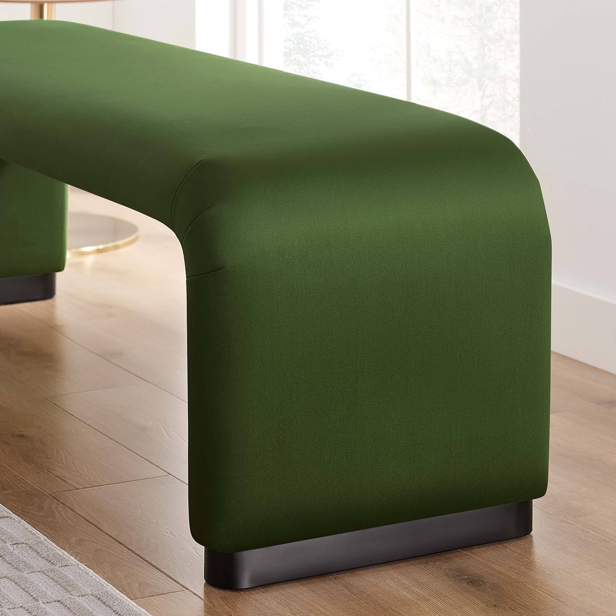 Alt View 5. Modway - Koda Performance Velvet Waterfall Long Bench by Modway - Green.