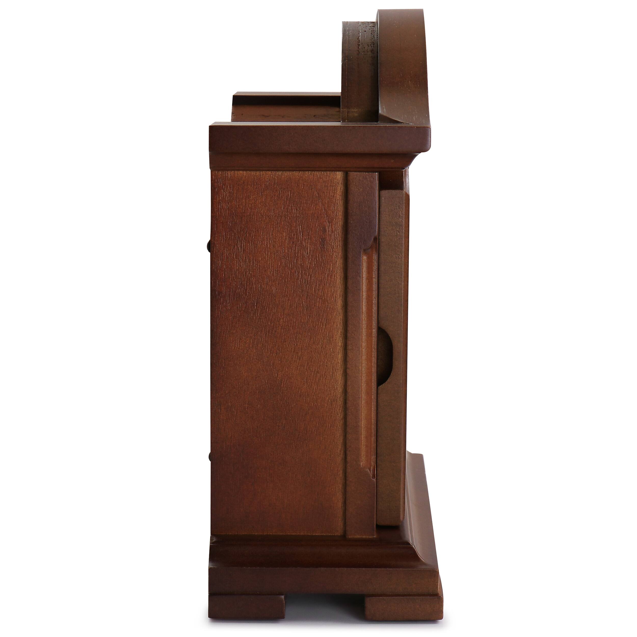 Alt View 2. Bedford Clock Collection - Bedford Clock Collection Mahogany Mantel Clock with Chimes - Brown.