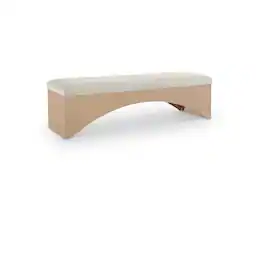 Meridian Furniture - Lawson Cream Velour Fur Fabric Bench - Beige