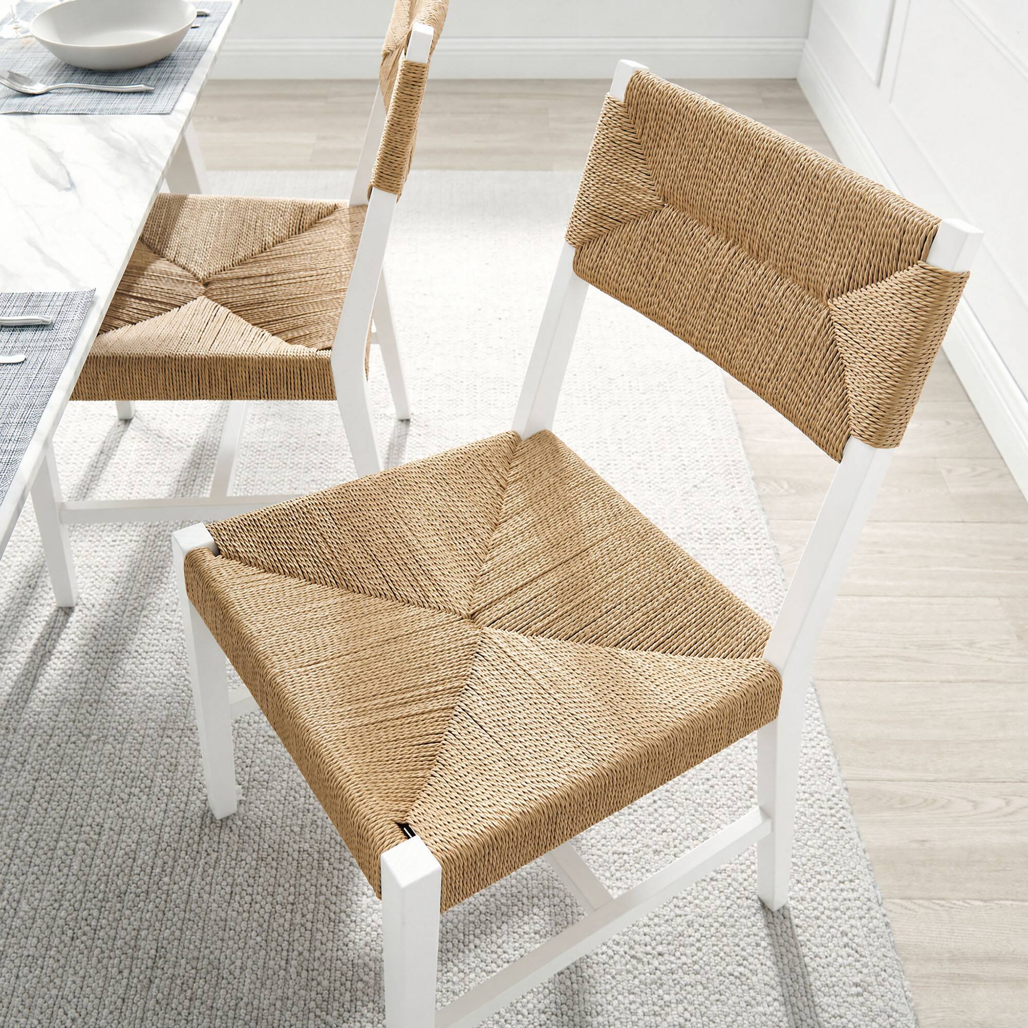 Alt View 2. Modway - Bodie Wood Dining Chair Set of 2 by Modway - White Natural.