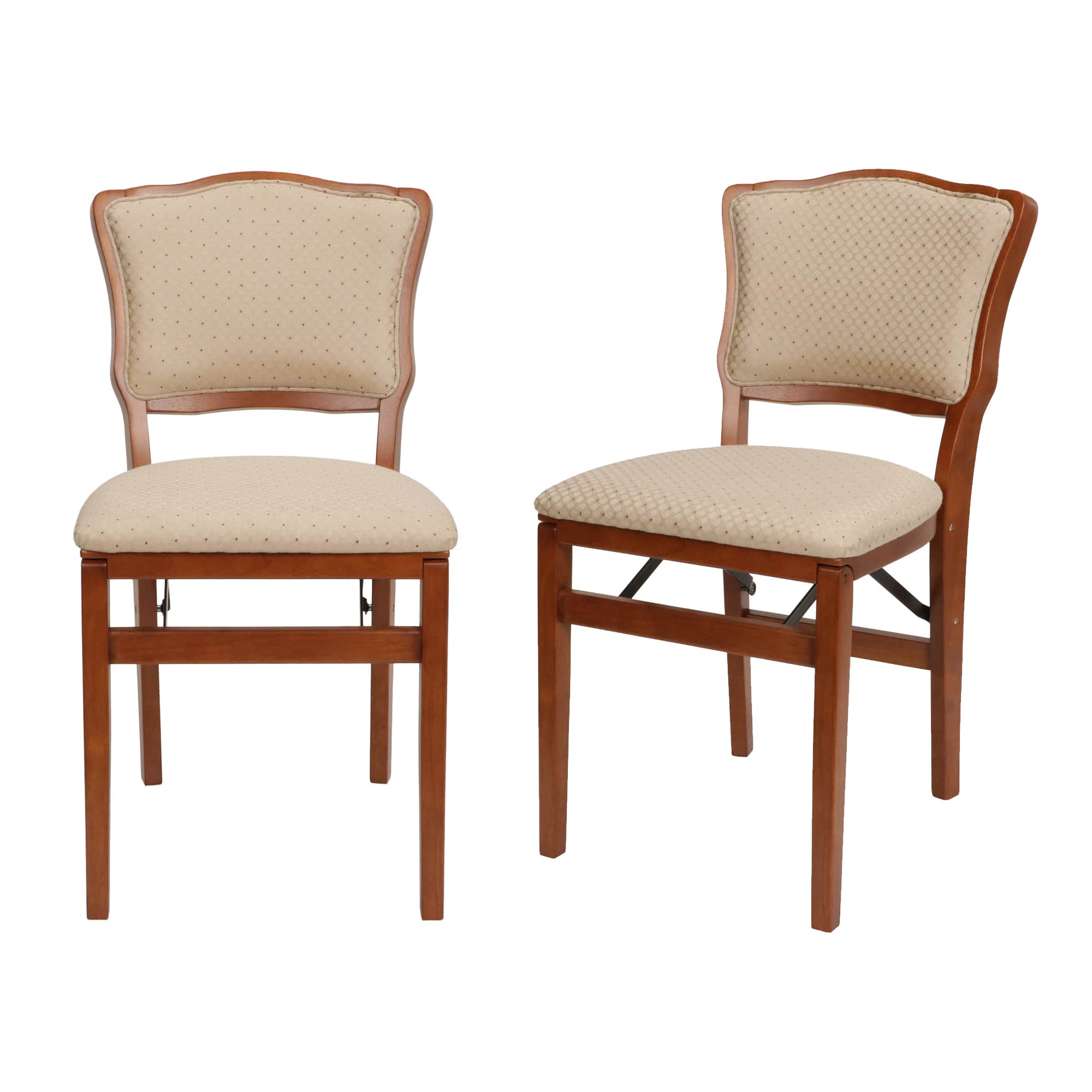 Stakmore - French Upholstered Folding Chair, Cherry Frame with Blush Fabric - Cherry Finish price history on PriceWatchPro