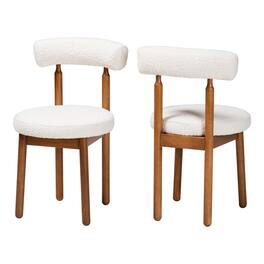 Baxton Studio - Edric Modern Japandi Cream Boucle Fabric and Finished Wood 2-Piece Dining Chair Set - Cream/Walnut Brown