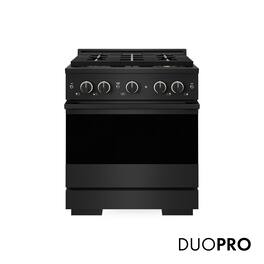 ZLINE - 30 in. 4.2 cu. ft. Marino Freestanding Dual Fuel Range with 4 DuoPro Burners and Convection Oven in Black Steel - Black Stainless Steel