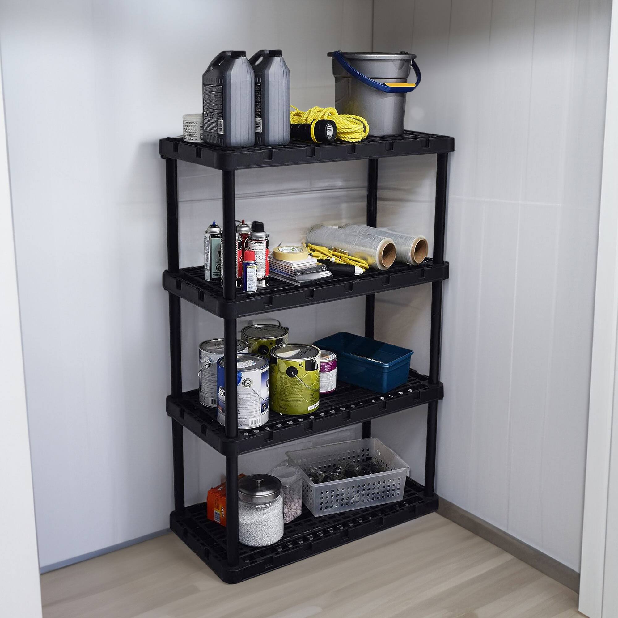 Alt View 3. Gracious Living - Gracious Living 4 Shelf Fixed Height Ventilated Storage Unit, Black, 4 Pack - Black.