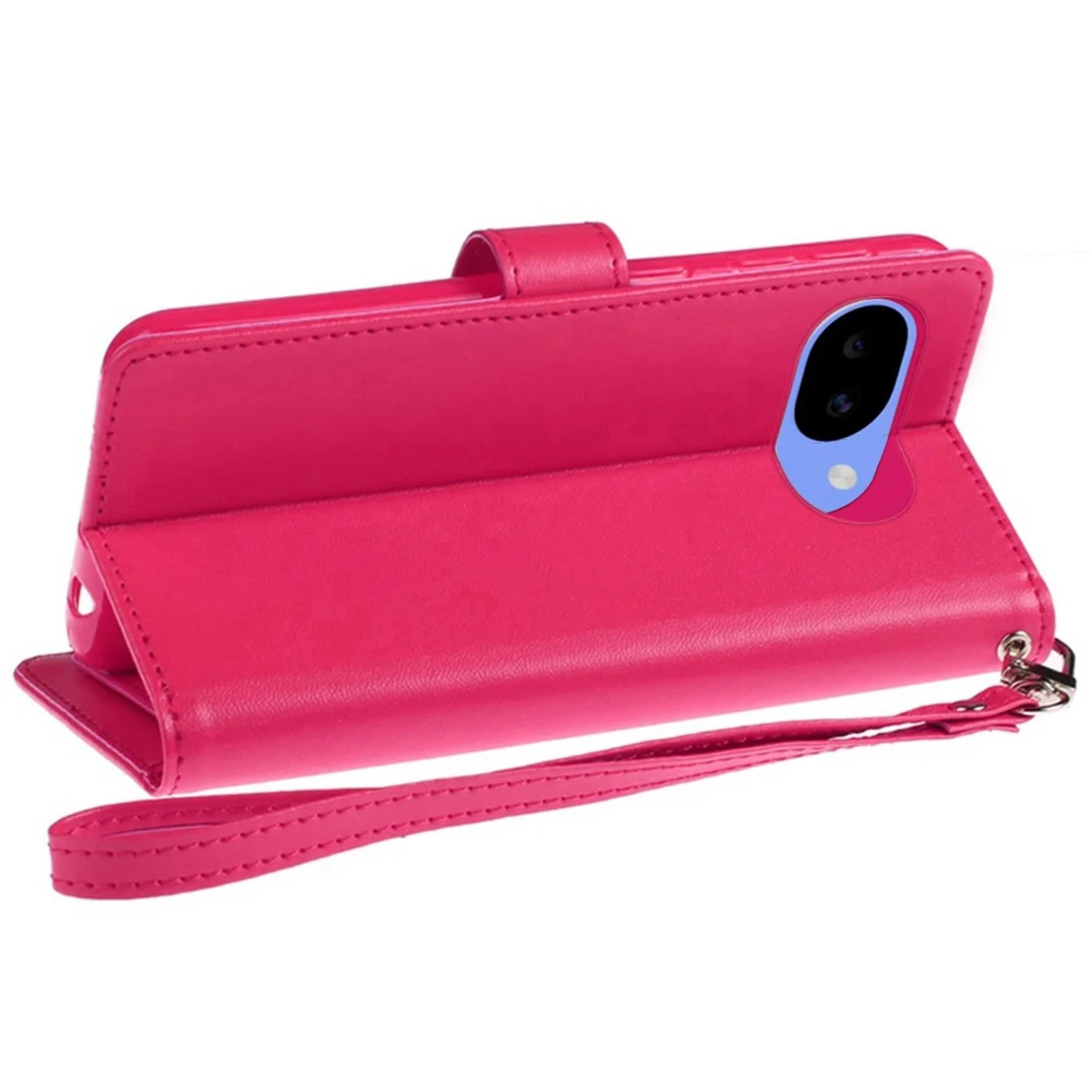 Kitcheniva - PU Leather Wallet Phone Case With Wrist Strap Tempered Glass For Google Pixel 10a Hot - Pink price history on PriceWatchPro
