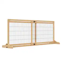 Pawhut - 72"W x 27"H Extra Wide Freestanding Pet Gate, Adjustable Length, Dog/Cat Barrier, House/Doorway/Hallway