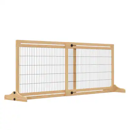 Front. Pawhut - 72"W x 27"H Extra Wide Freestanding Pet Gate, Adjustable Length, Dog/Cat Barrier, House/Doorway/Hallway.