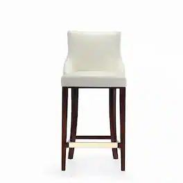 Manhattan Comfort - Shubert Modern Wood Upholstered Barstool - Ivory