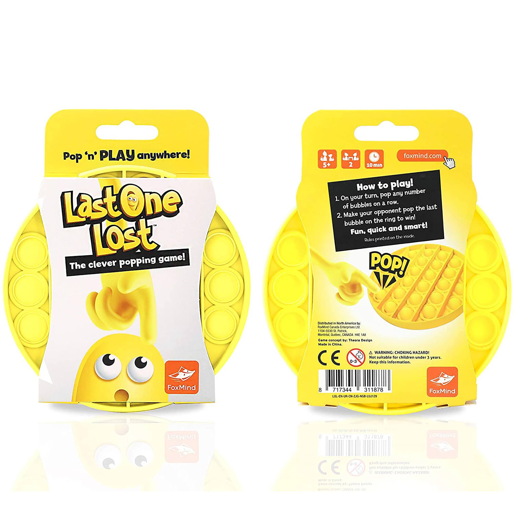 Pop 'n' Play anywhere! Last One Lost game! The clever popping game. 5+ 2 10 min How to play! Make bubbles on your side of the ring to win! Fun. - the most popular bubble popping game. - SAFE FOR CHILDREN UNDER 3 YEARS. WARNING: CHOKING HAZARD - small parts. Not suitable for children under 3 years. Made in China. FoxMind 8 717344 311878 10% 2 FoxMind.