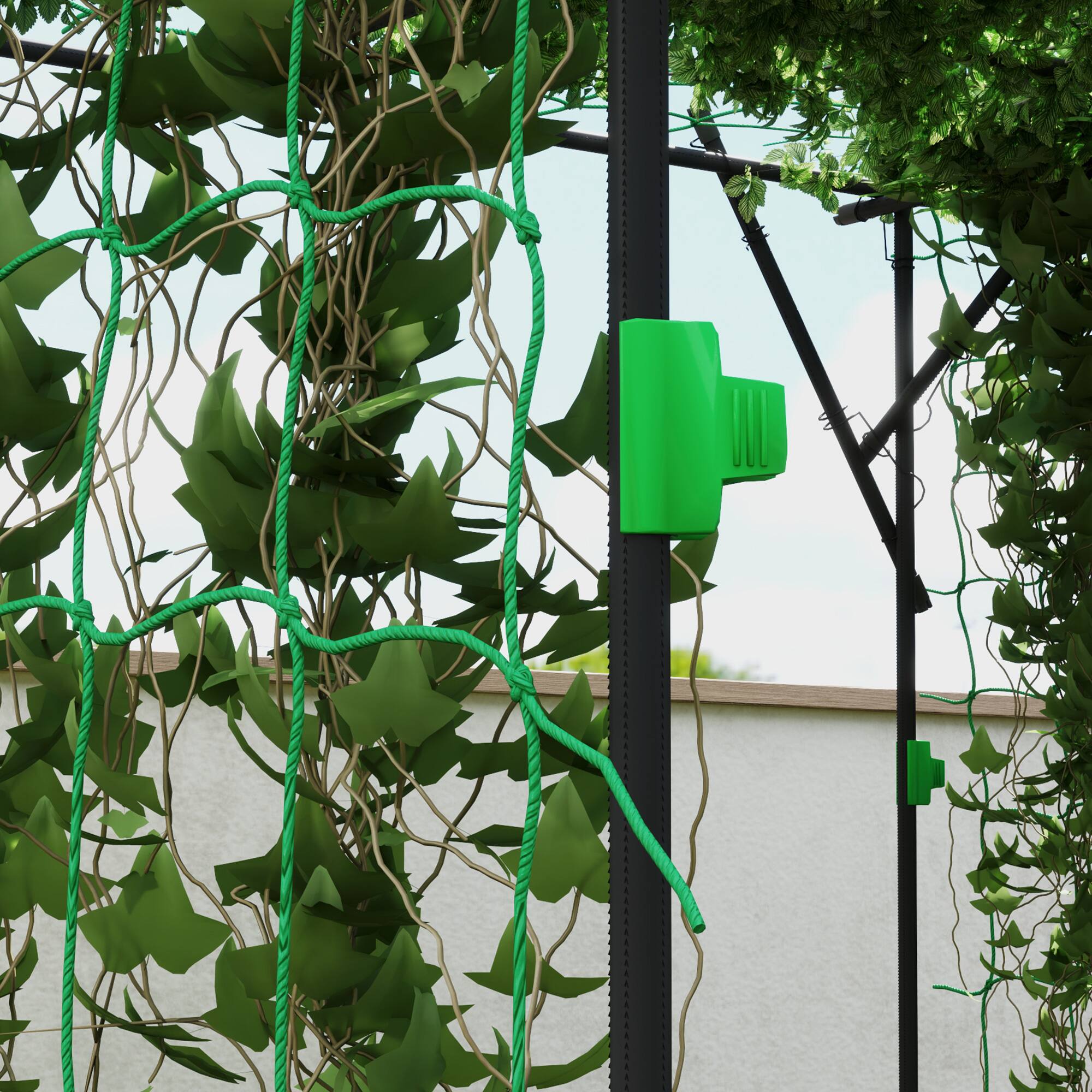 Alt View 8. Outsunny - Garden Arch Trellis, 7.3 FT Tall Plant Trellis Support with Climbing Net, Outdoor Cucumber Trellis - Black.