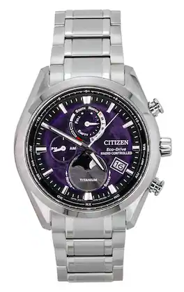 Citizen - Tsuki-yomi A-T Moon Phase Titanium Dial Eco-Drive BY1010-81Z 100M Men's Watch - Purple