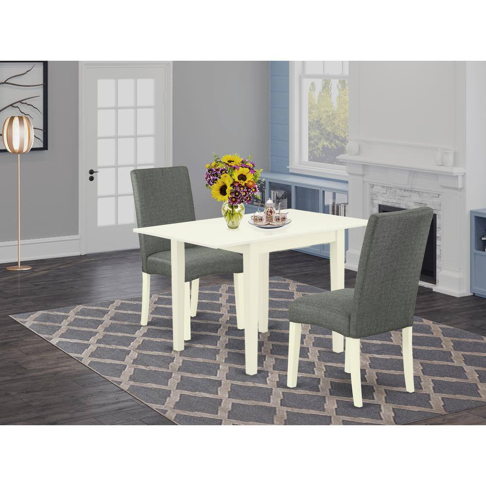 Angle. East West Furniture - Dining Room Set Linen White - Brown.