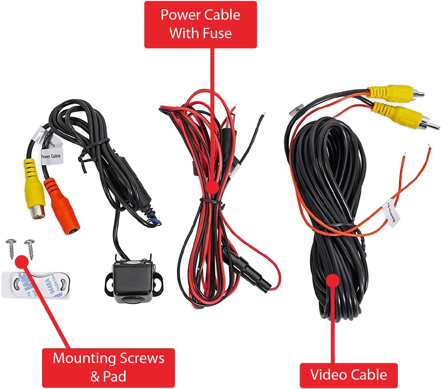 - Power Cable With Fuse
- Mounting Screws & Pad
- Video Cable