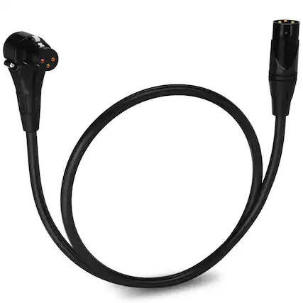 Front. Lyxpro - 1.5 Ft Right Angle XLR Cable, Female to Male, 3 Pin Microphone Cable - Black.