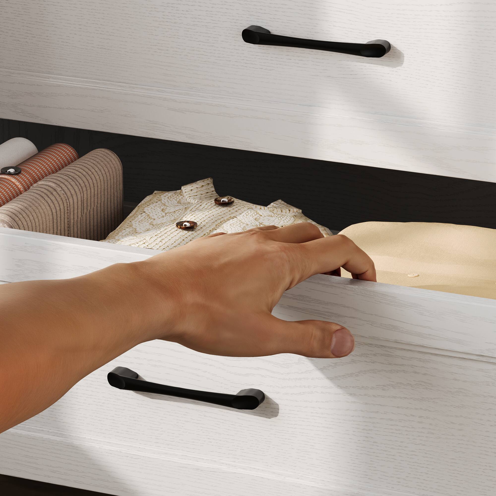 Alt View 8. FUFU&GAGA - Vintage Light Wood Grain 5-Drawer Dresser, Modern Minimalist Design, Eco-Friendly MDF, Perfect for Bedroom, Living Room - White.