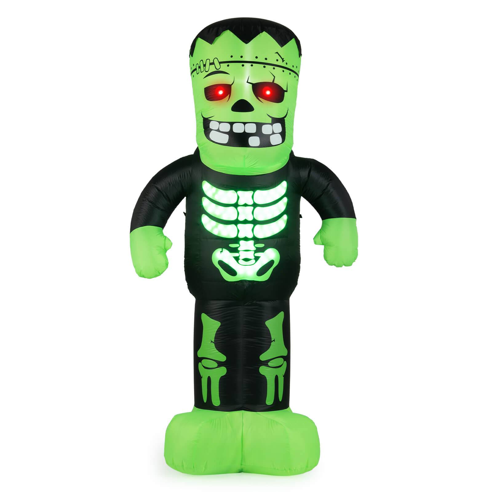 Costway - 8.4 Ft Tall Halloween Inflatable Decoration LED-lit Inflatable Green Zombie - Multicolor