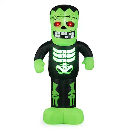 Front. Costway - Costway 8.4 Ft Tall Halloween Inflatable Decoration LED-lit Inflatable Green Zombie - Multicolor.